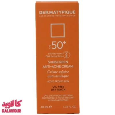 کرم ضد آفتاب فاقد چربی بی رنگ SPF 50 مناسب پوست چرب و دارای آکنه 40 میل درماتیپیک – ایران