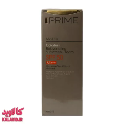 کرم ضد آفتاب جوان کننده فاقد چربی بی رنگ اس پی اف 50 مناسب انواع پوست 40 میل پریم – متکس